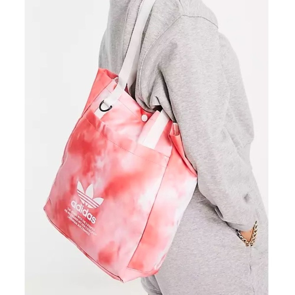 adidas Originals Simple Red & White Tie Dye Tote Bag - Picture 4 of 12